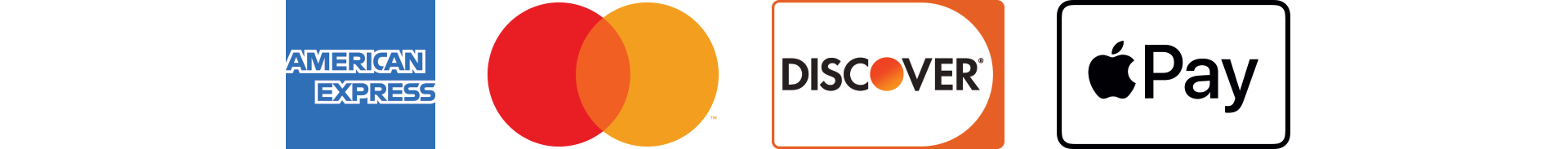 Payment Options including: Visa, American Express, Master Card, Discover, Apple Pay, and contactless payment.